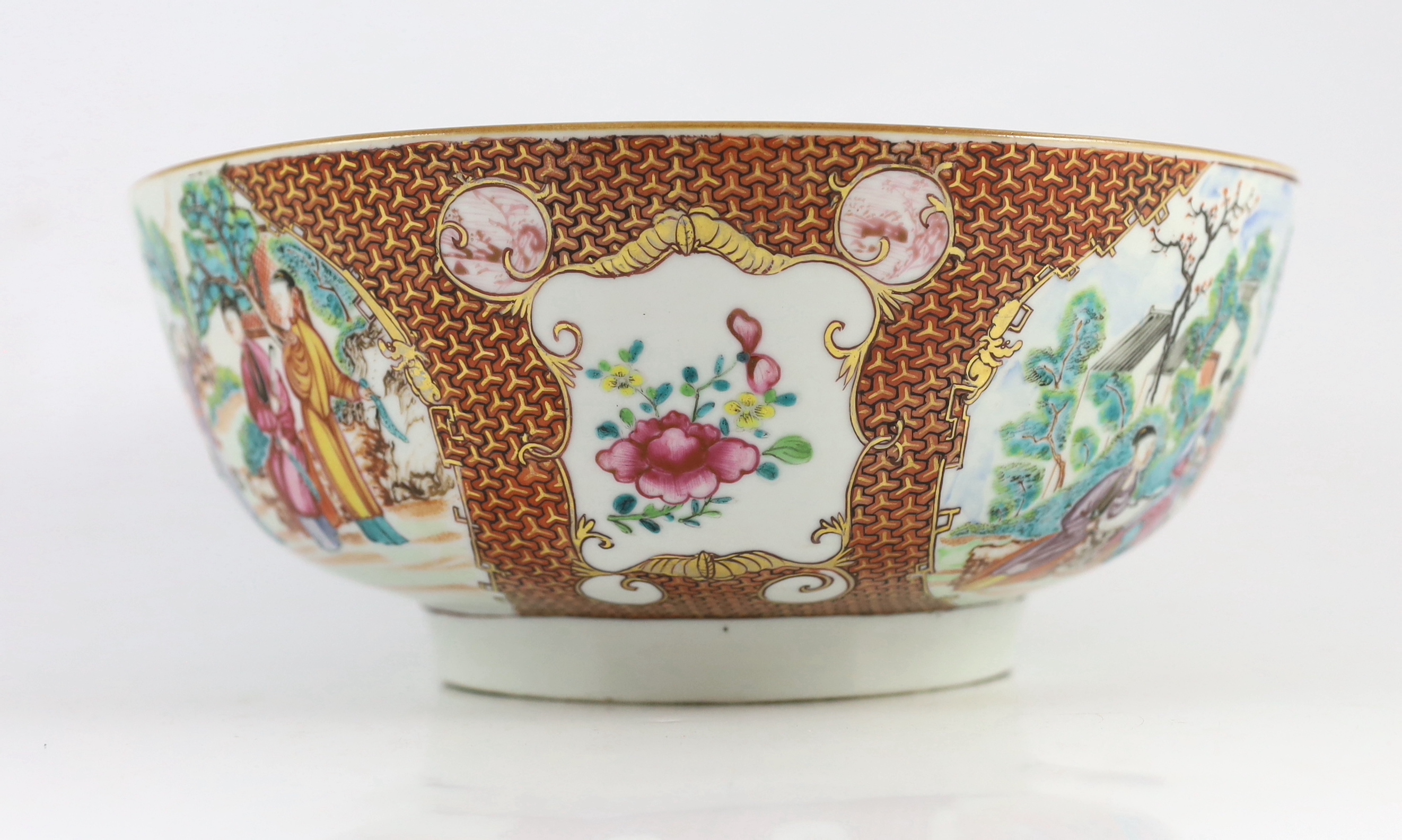 A Chinese enamelled porcelain Mandarin pattern bowl, Qianlong period